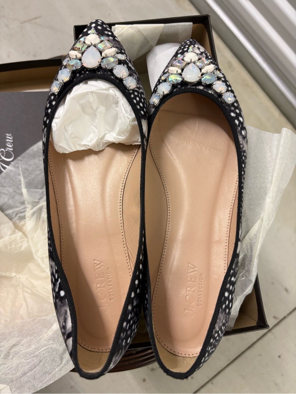 J. Crew Collection Jeweled Gemma Fabric Flats. Size 9. Like New.